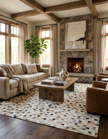 5' x 8' Cowhide Leather Rug