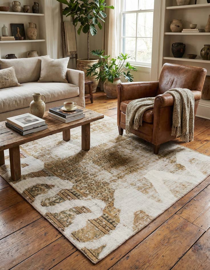 Detail image of 5' x 5' 4  Hand Knotted Ultra Vintage Persian Wool Square Rug