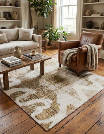 5' x 5' 4 Hand Knotted Ultra Vintage Persian Wool Square Rug