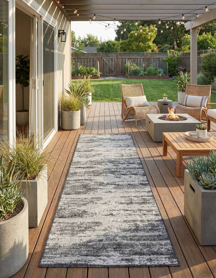 Detail image of 2' 7 x 10'  Washable Modern Indoor / Outdoor Runner Rug