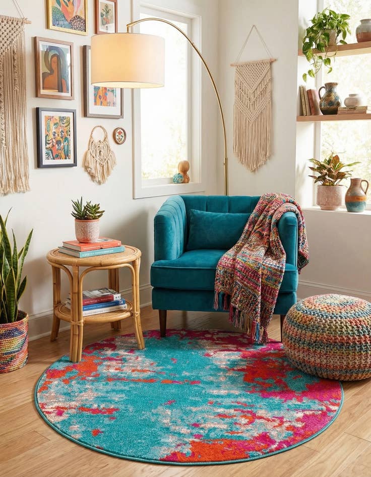 Detail image of 3' x 3' Azalea Round Rug