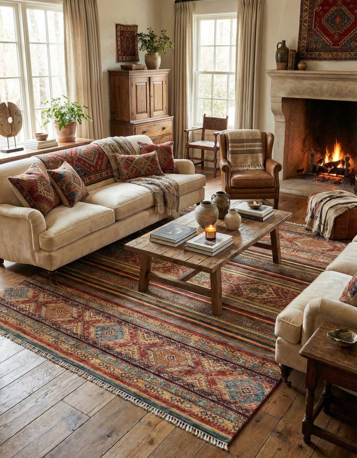 Detail image of 8' 1 x 9' 8 Torkman Wool Rug