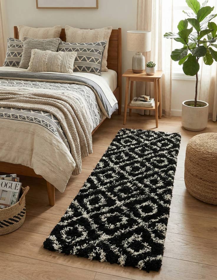 Detail image of  2' x 6' Lattice Shag Runner Rug