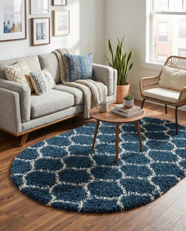  4' x 6' Lattice Shag Oval Rug