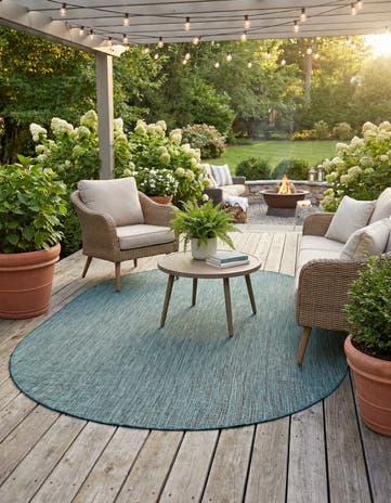 6' 1 x 9' Easy-Clean Solid Indoor / Outdoor Oval Rug