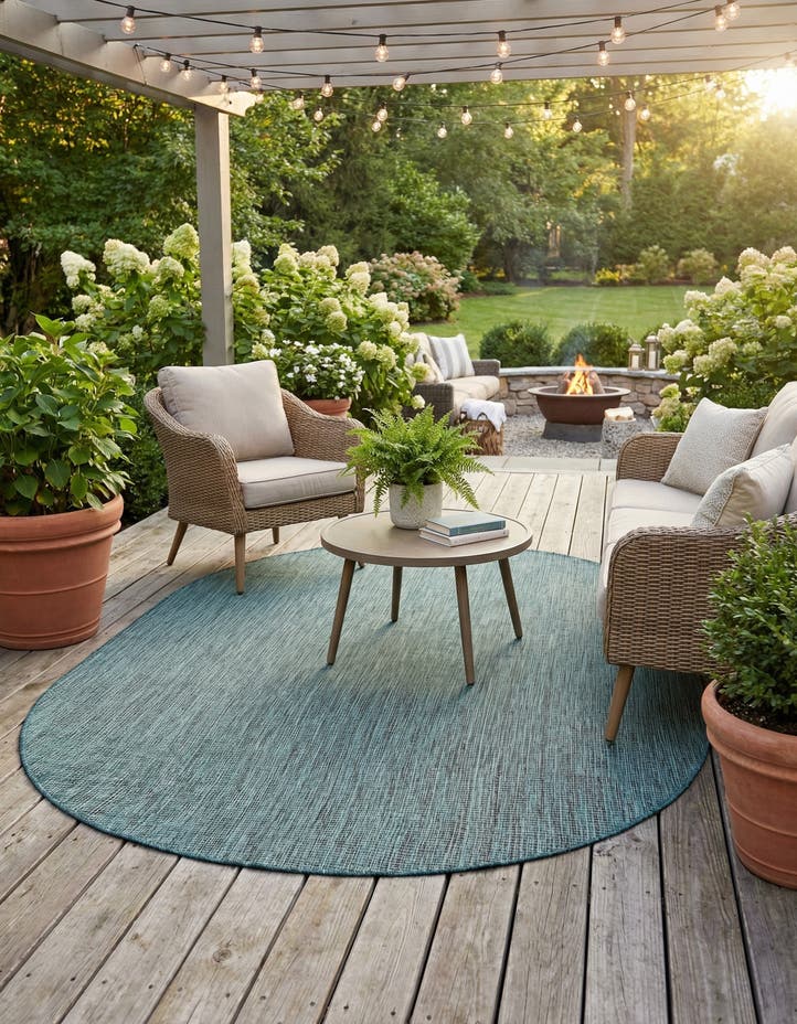 6' 1 x 9' Easy-Clean Solid Indoor / Outdoor ...