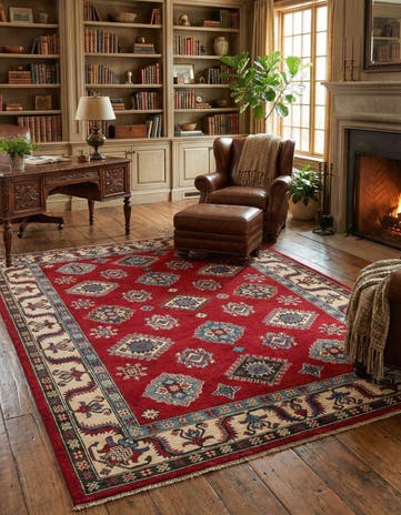 5' 8 x 8' Hand Knotted Kazak Rug