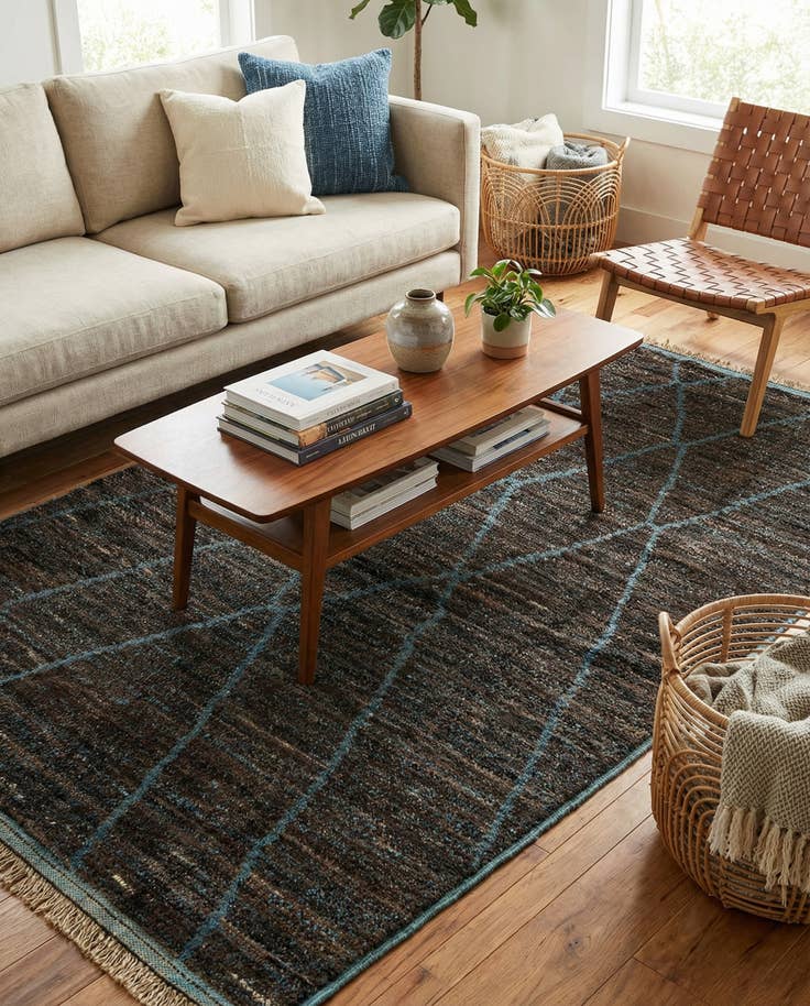 Detail image of 5' x 8' Hand Knotted Moroccan Wool Rug