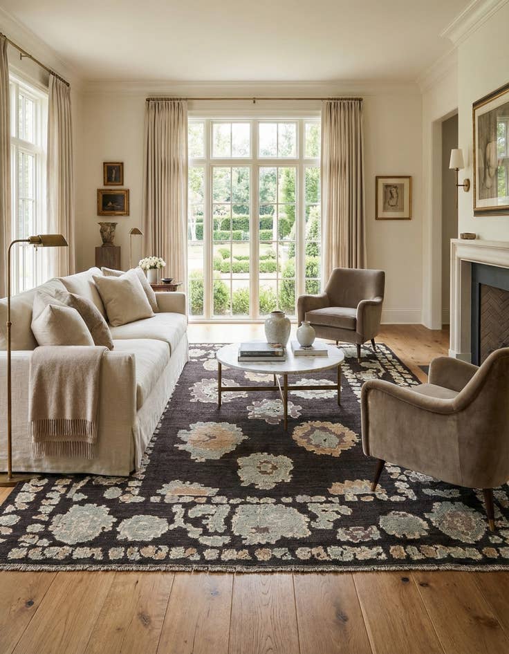 Detail image of 9' 3 x 11' 10  Hand Knotted Oushak Wool Rug