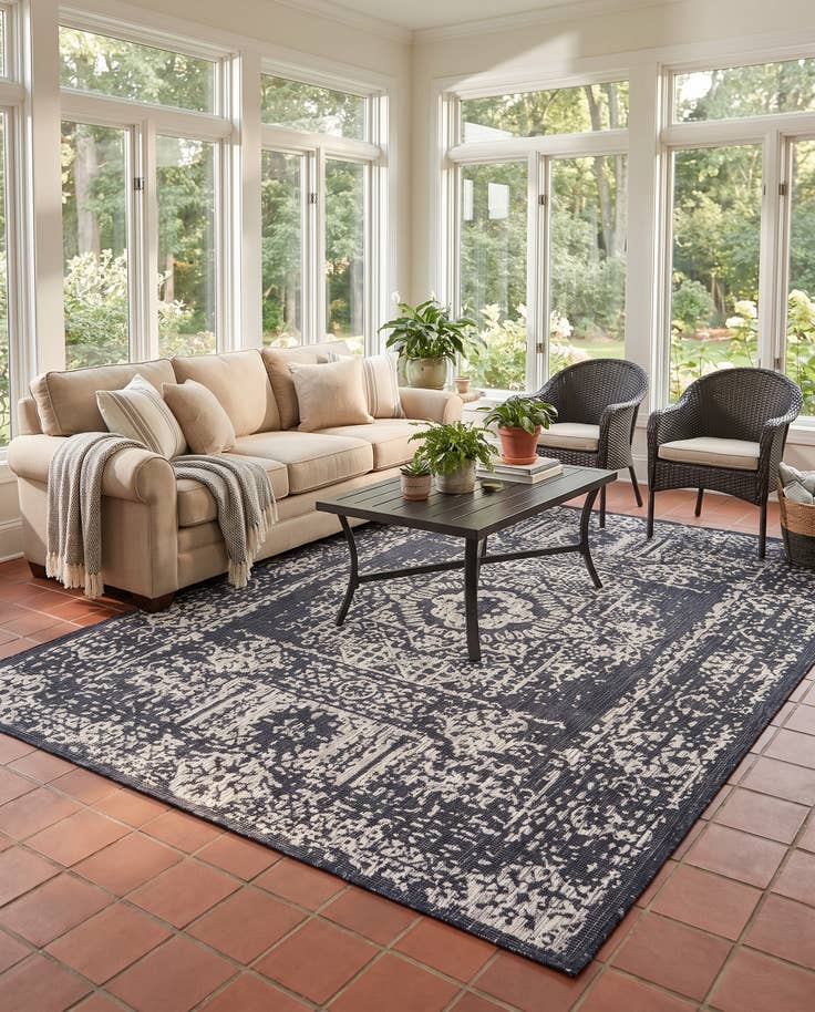 Detail image of 9' x 12' Easy-Clean Traditional Indoor / Outdoor Rug