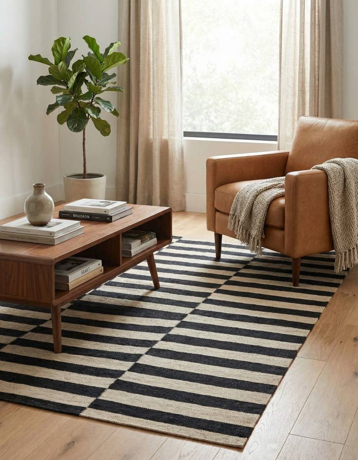 Detail image of 4' 4 x 5' 9  Hand Woven Kilim Modern Wool Rug