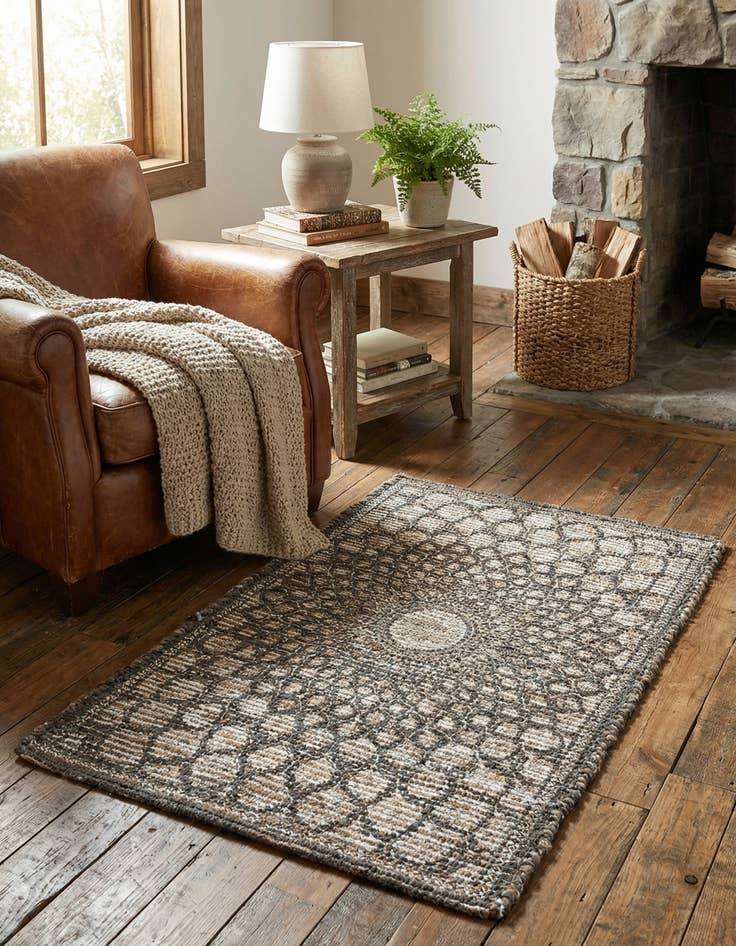 Detail image of  2' x 3' 1  Hand Woven Chenille Jute Rug