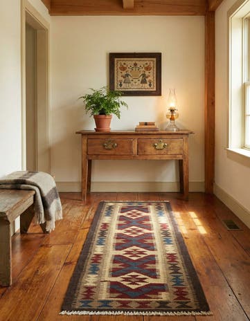 2' x 6' 6 Hand Woven Kilim Maymana Wool Runner Rug