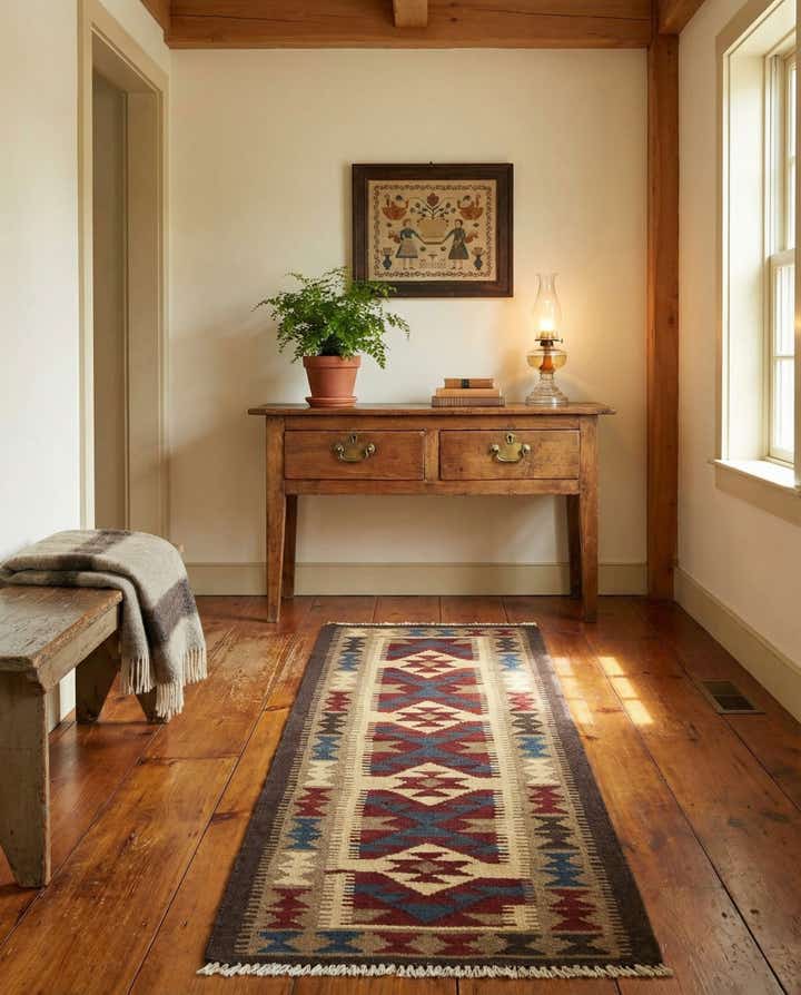 2' x 6' 6 Hand Woven Kilim Maymana Wool Runner Rug