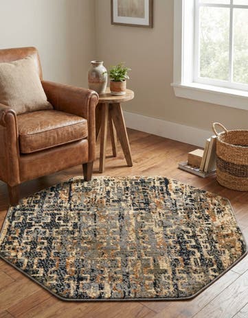 Blue Saturn Octagon Rug