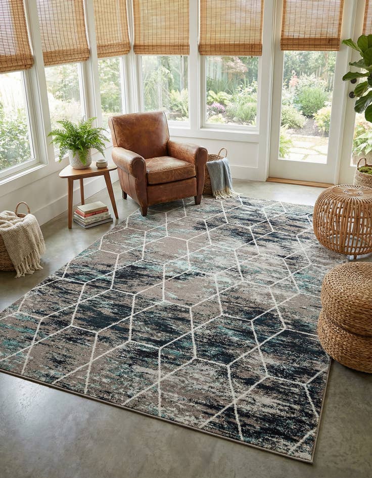 Detail image of  7' 10 x 11' Lattice Frieze Rug