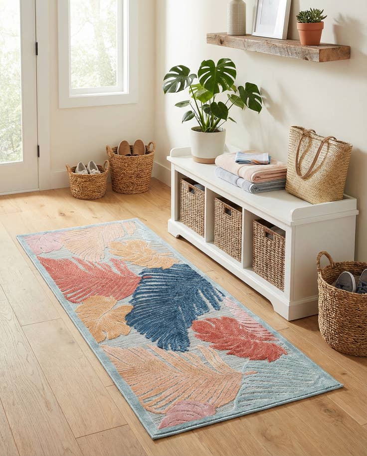 Detail image of 2' 2 x 5' 3 Easy-Clean Botanical Indoor / Outdoor Runner Rug
