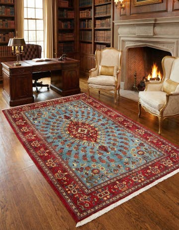 4' 8 x 7' 3 Hand Knotted Qom Persian Rug