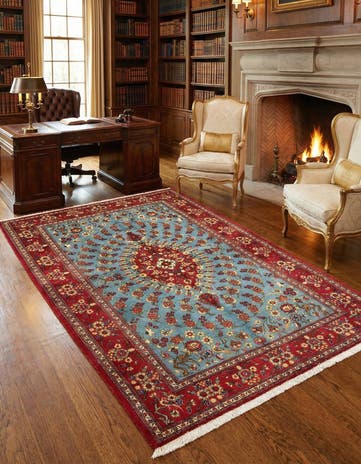4' 8 x 7' 3 Hand Knotted Qom Persian Rug