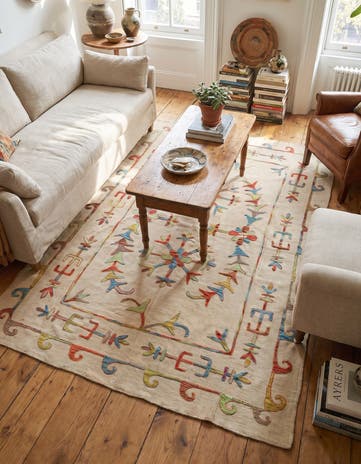 5' 7 x 7' 6 Hand Woven Kilim Suzani Wool Rug