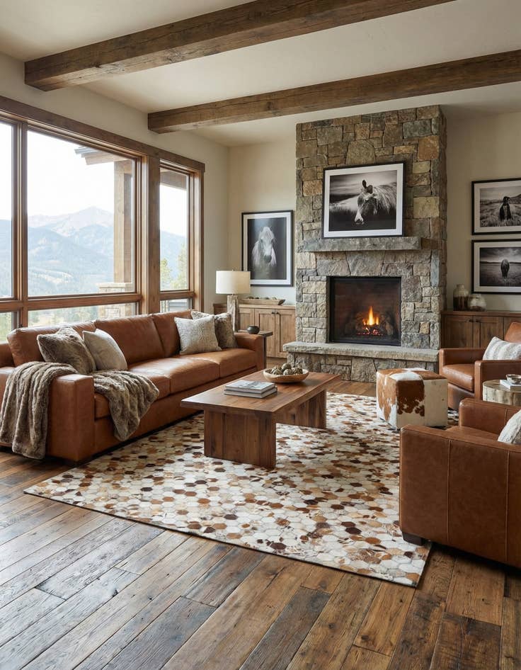 Detail image of 5' x 8' Cowhide Leather Rug