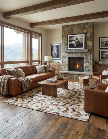 5' x 8' Cowhide Leather Rug