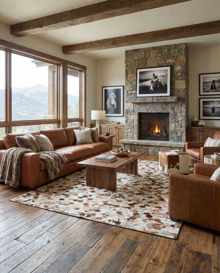 5' x 8' Cowhide Leather Rug