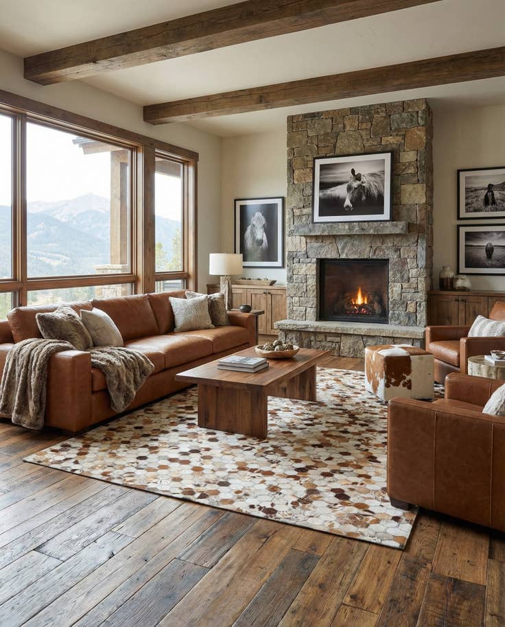 Detail image of 5' x 8' Cowhide Leather Rug