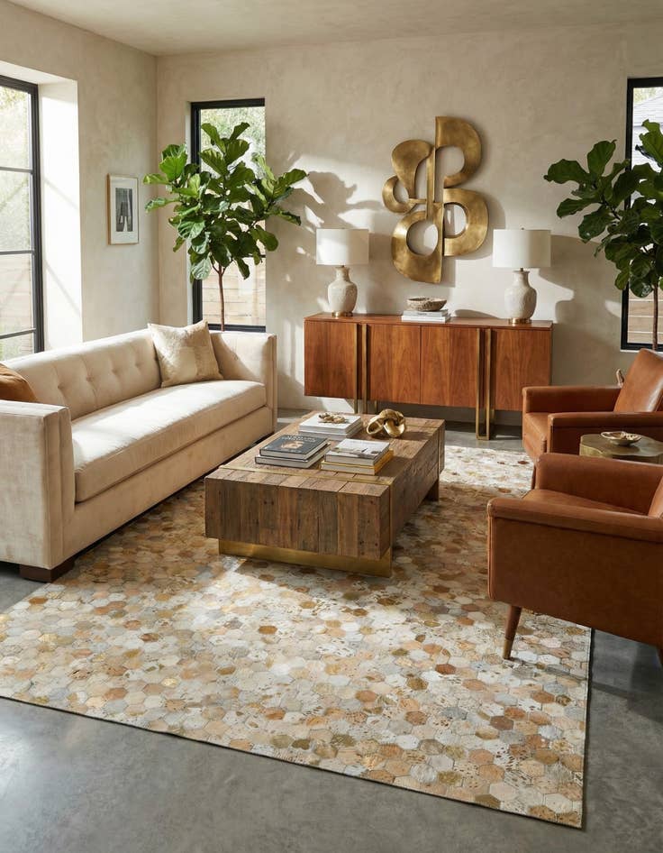 Detail image of 5' 2 x 8' Cowhide Leather Rug