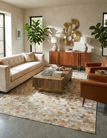 5' 2 x 8' Cowhide Leather Rug