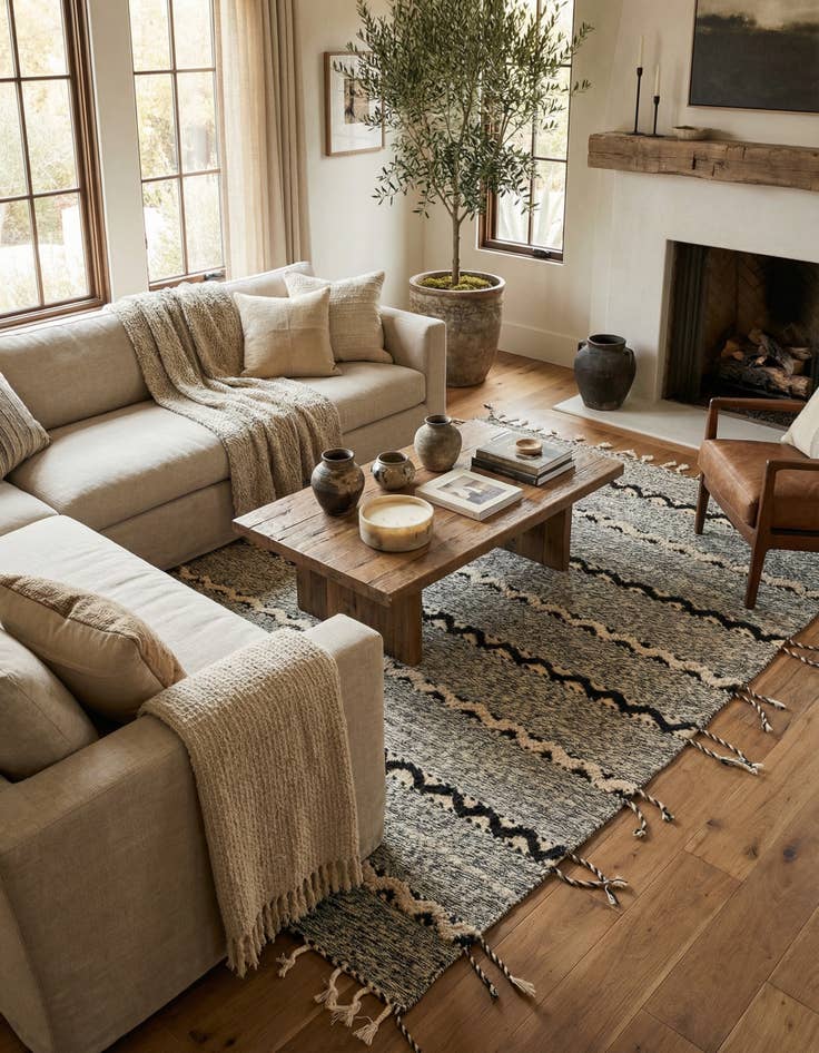 Detail image of 6' 5 x 10'  Hand Knotted Moroccan Wool Rug