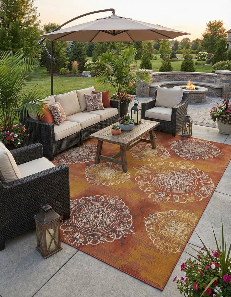 Detail image of  10' x 12' 2  Washable Modern Indoor / Outdoor Rug