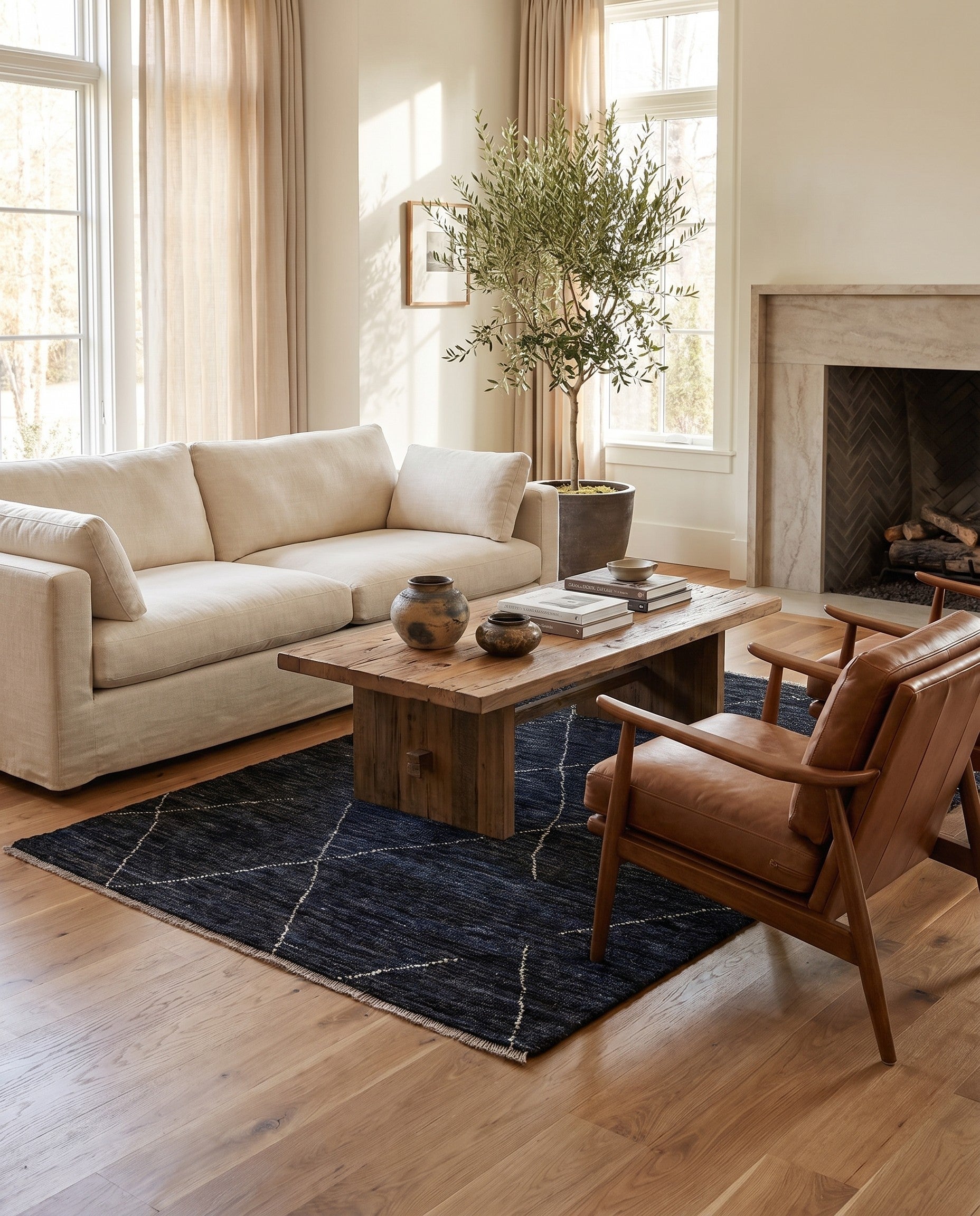 4' 7 x 6' 7 Hand Knotted Moroccan Wool Rug