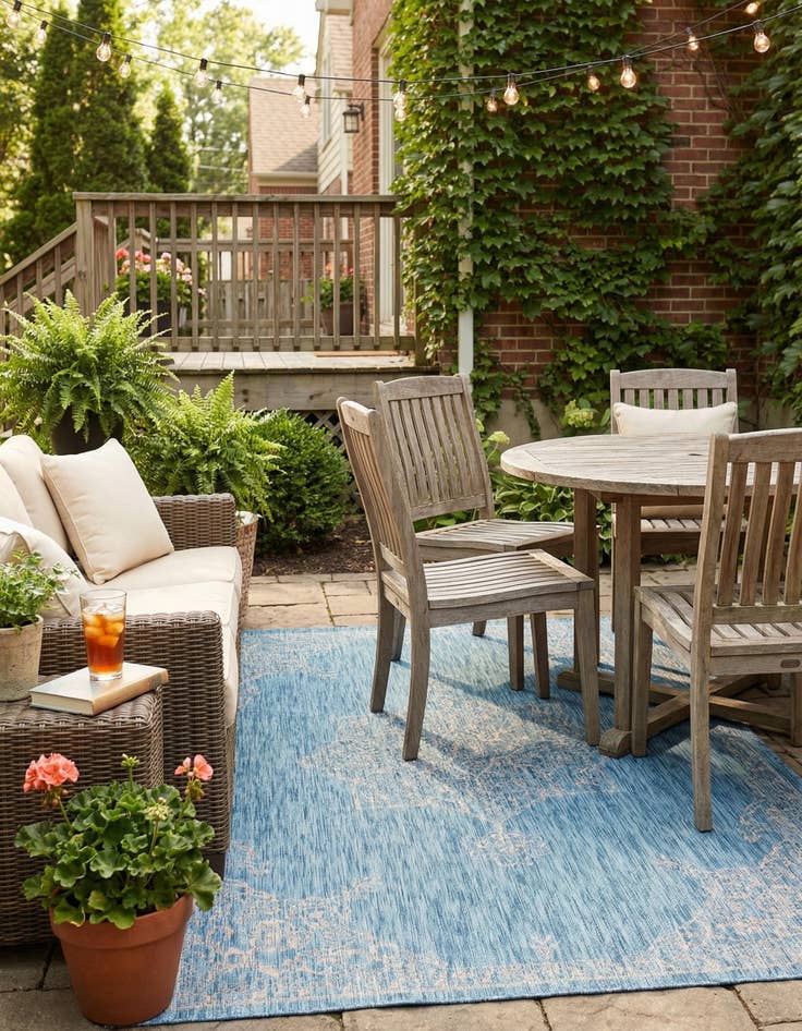 Detail image of 6' x 9'  Washable Traditional Indoor / Outdoor Rug