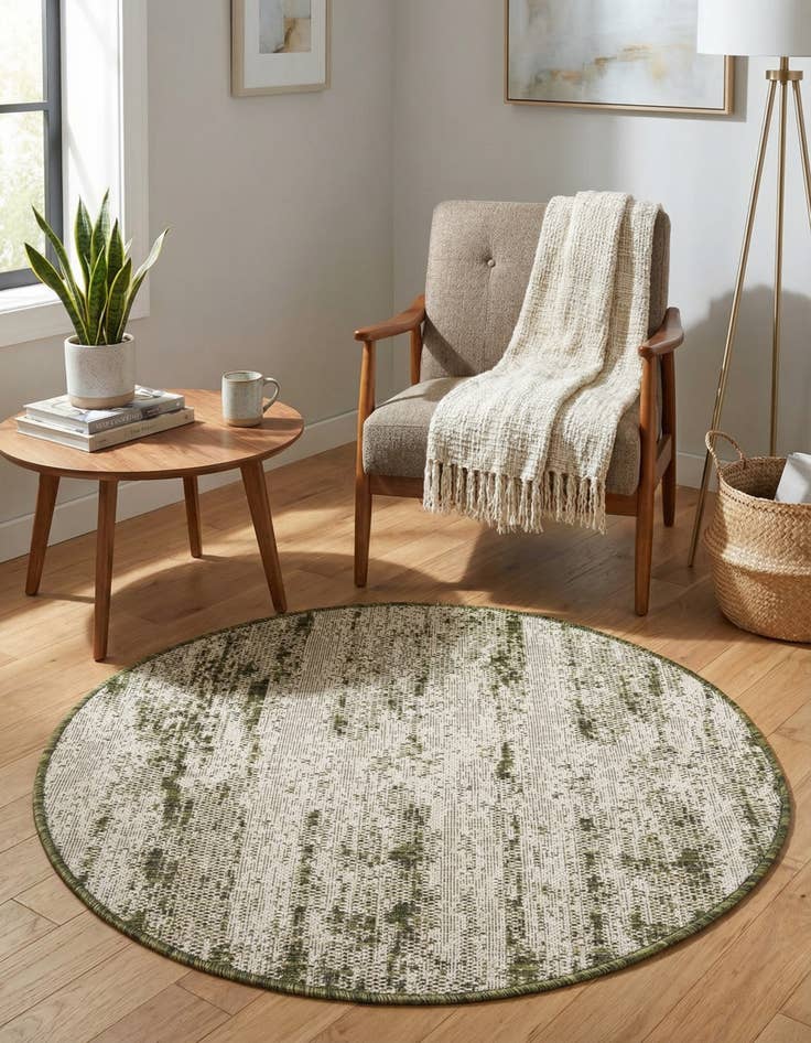 Detail image of 3' x 3'  Washable Modern Indoor / Outdoor Round Rug