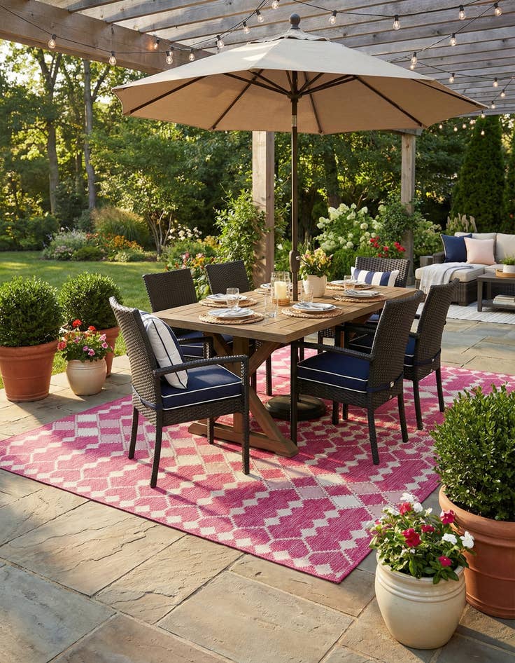 Detail image of  7' 10 x 11'  Washable Lattice Indoor / Outdoor Rug