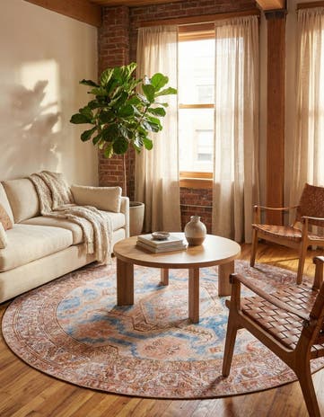 7' 7 x 7' 7 Washable Timeless Round Rug