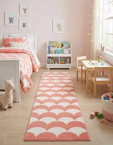 Soft Coral Pink Whimsy Kids Runner Rug