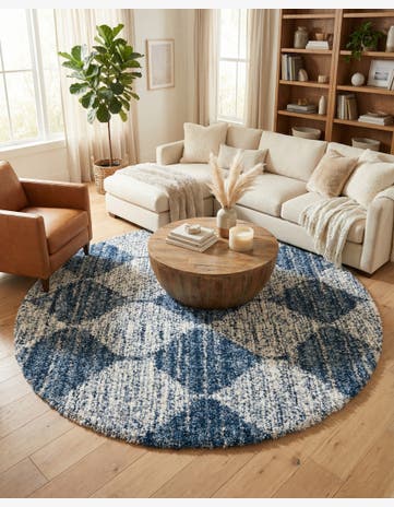 Blue Serenity Shag Round Rug
