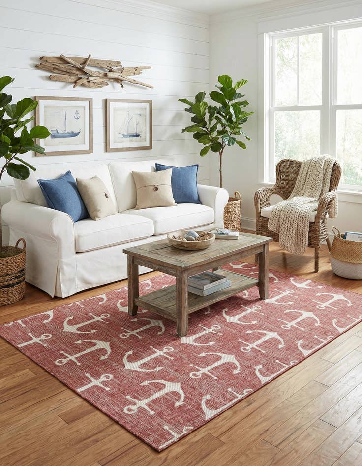 Detail image of 5' 3 x 8'  Washable Coastal Indoor / Outdoor Rug