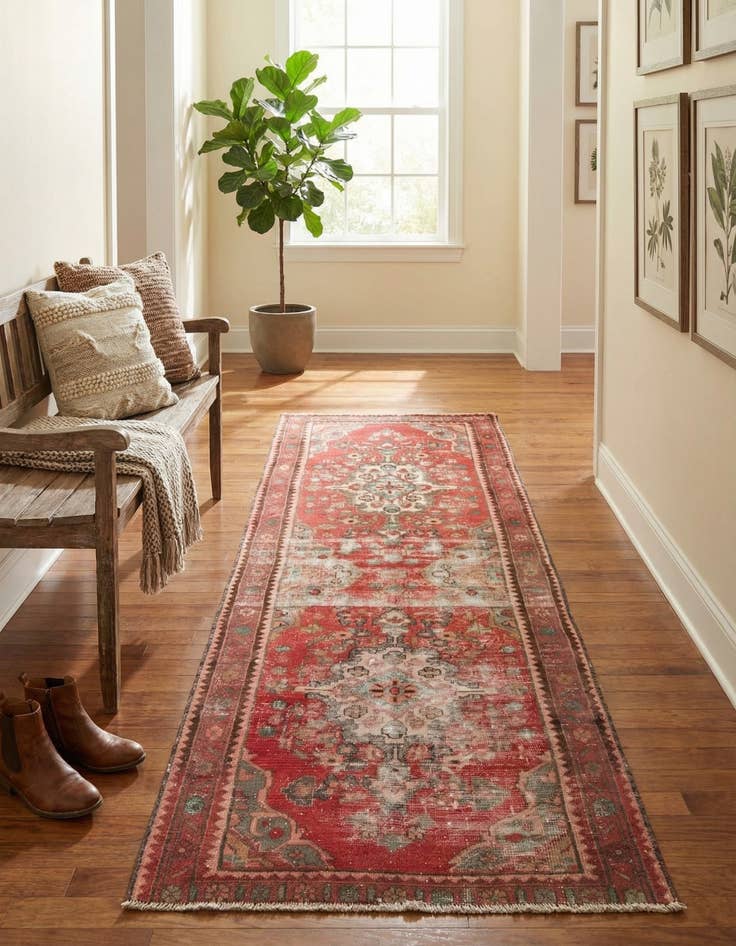 Detail image of 3' 4 x 9' 7  Hand Knotted Ultra Vintage Persian Wool Runner Rug