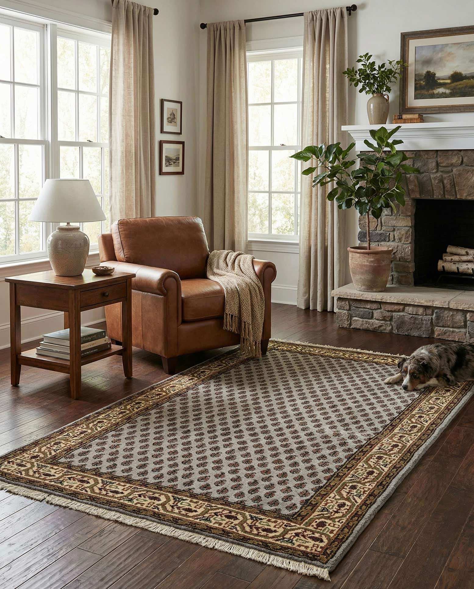 3' x 5' 4 Hand Knotted Mir Wool Rug