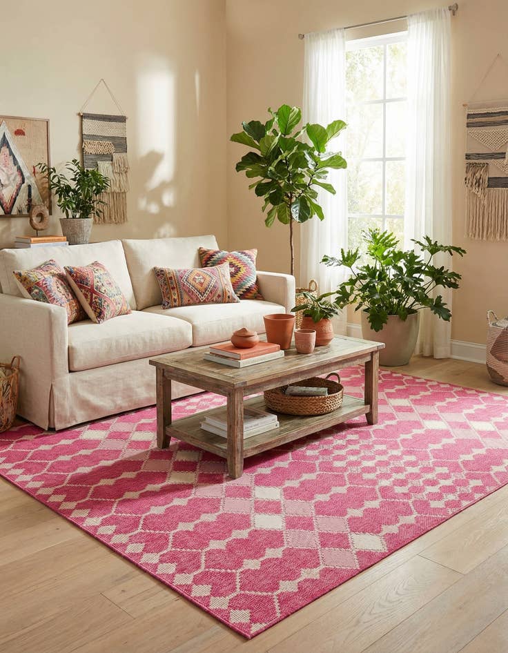 Detail image of 10' x 10'  Washable Trellis Indoor / Outdoor Square Rug