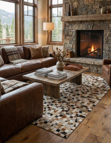 5' x 7' 10 Cowhide Leather Rug