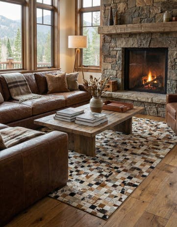 5' x 7' 10 Cowhide Leather Rug