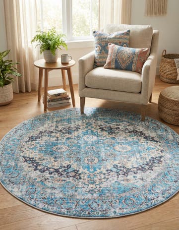 4' x 4' Washable Mangata Round Rug
