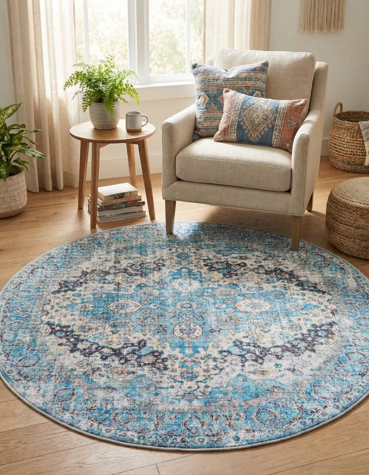 Detail image of 4' x 4'  Washable Mangata Round Rug