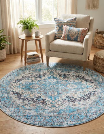 4' x 4' Washable Mangata Round Rug