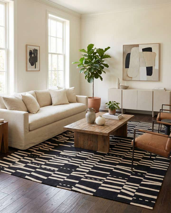 6' 8 x 9' 8 Hand Woven Kilim Modern Wool Rug