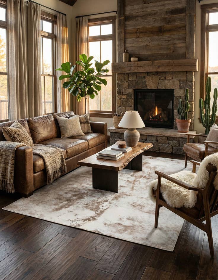 Detail image of  5' 2 x 6' 4 Cowhide Leather Rug